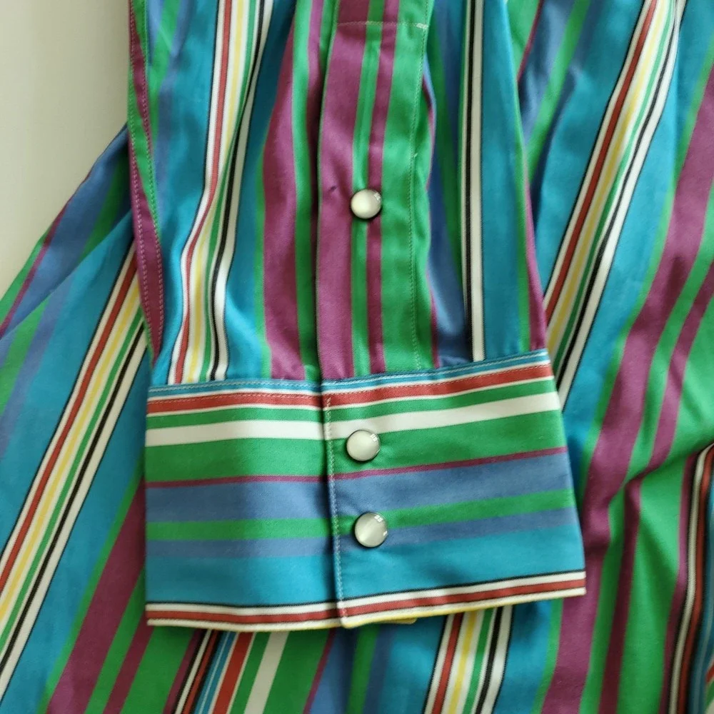 New Vintage Polo Ralph Lauren Mens 2XL Striped Pearl Snap Western Shirt NWT